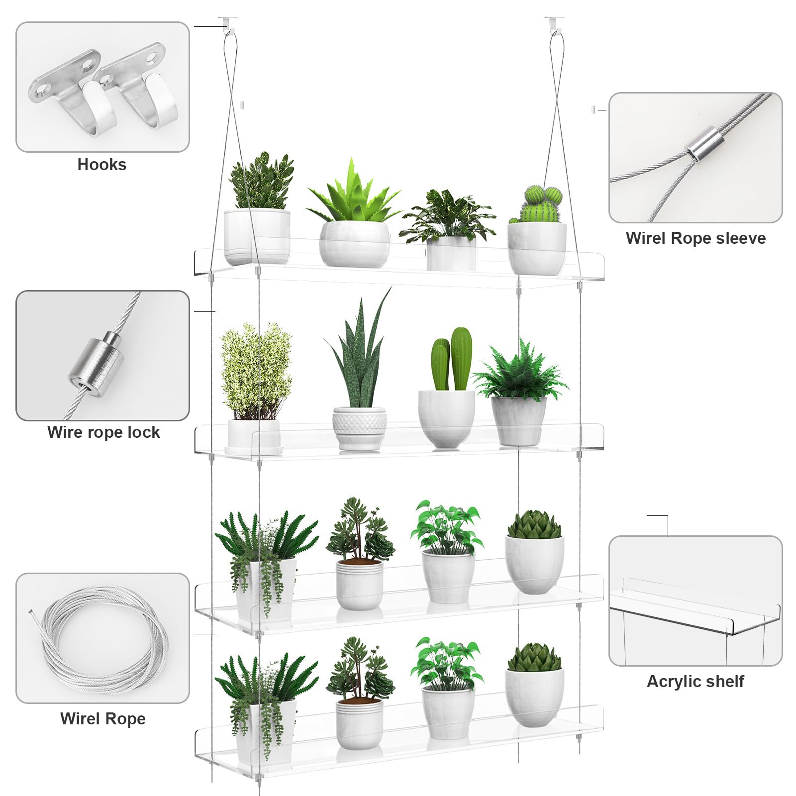 ZerzSemp clear acrylic plant rack supports up to 20 pounds per tier