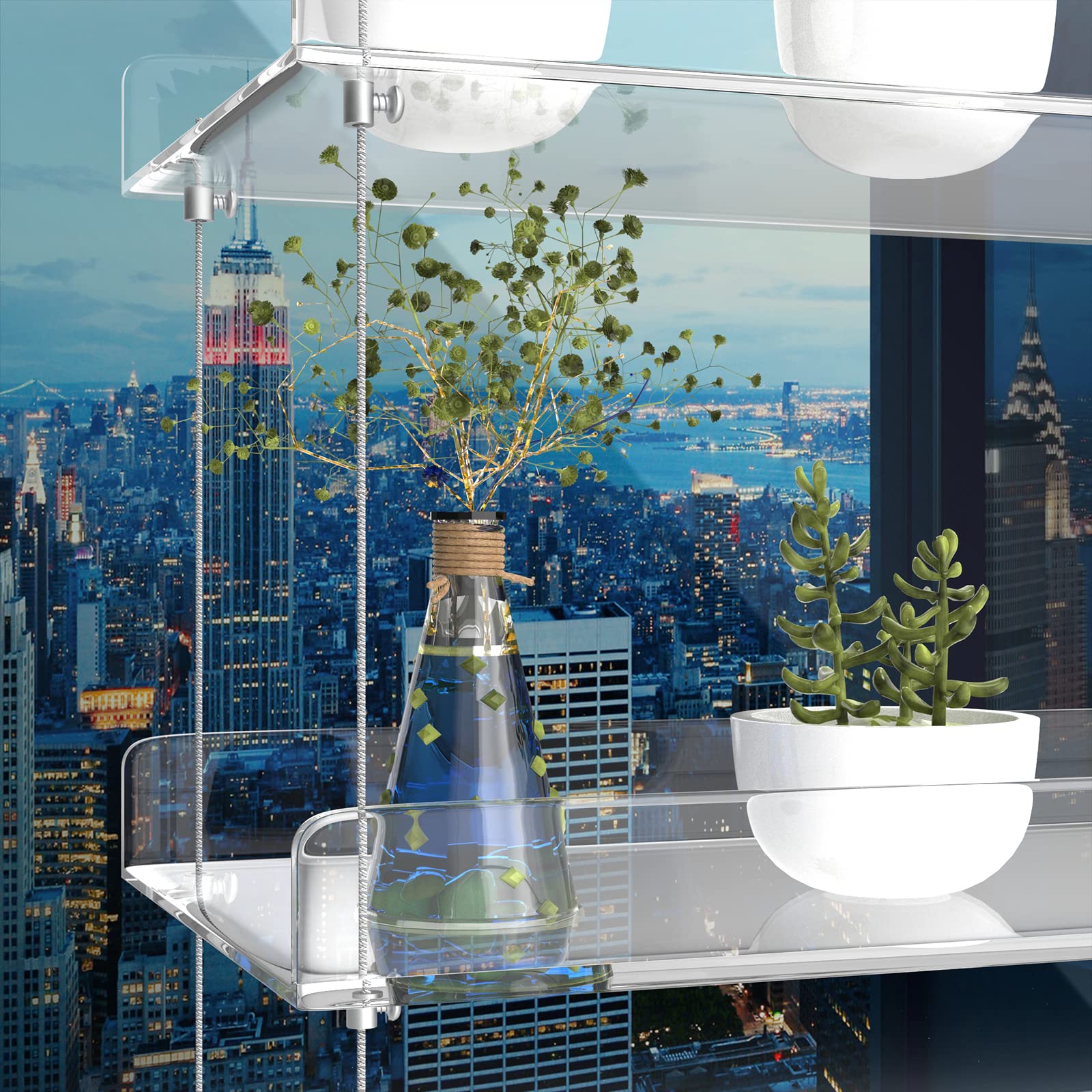 ZerzSemp clear acrylic shelves maximize light transmission for indoor plants.