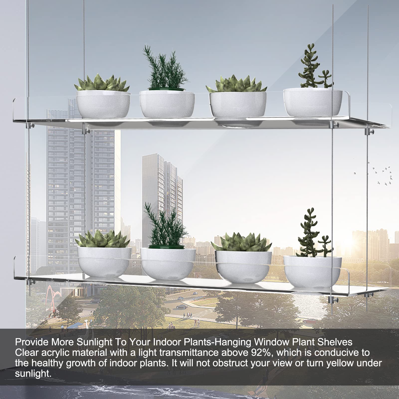 ZerzSemp multiuse window shelf for kitchen and bathroom storage with plants.