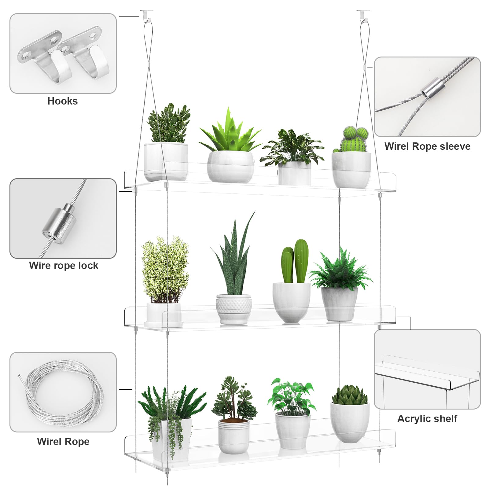 ZerzSemp space-saving design shows two-tier display ideal for clutter-free kitchen windows.