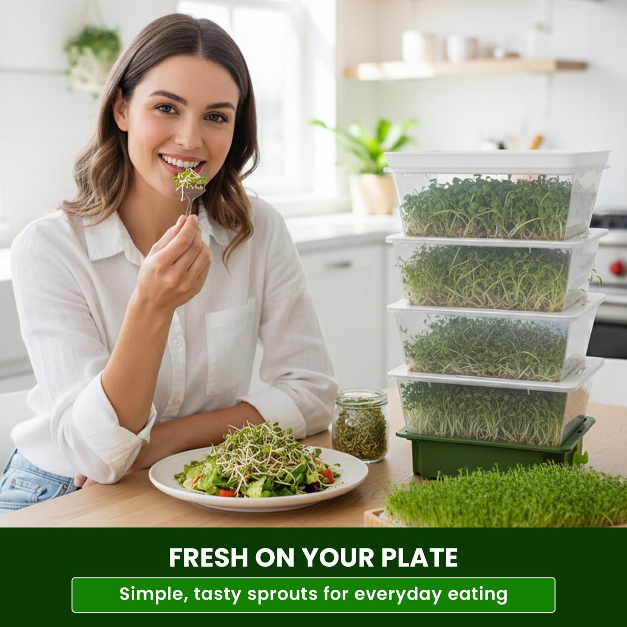 ZESTIGREENS taller trays promote better air circulation around sprouts.