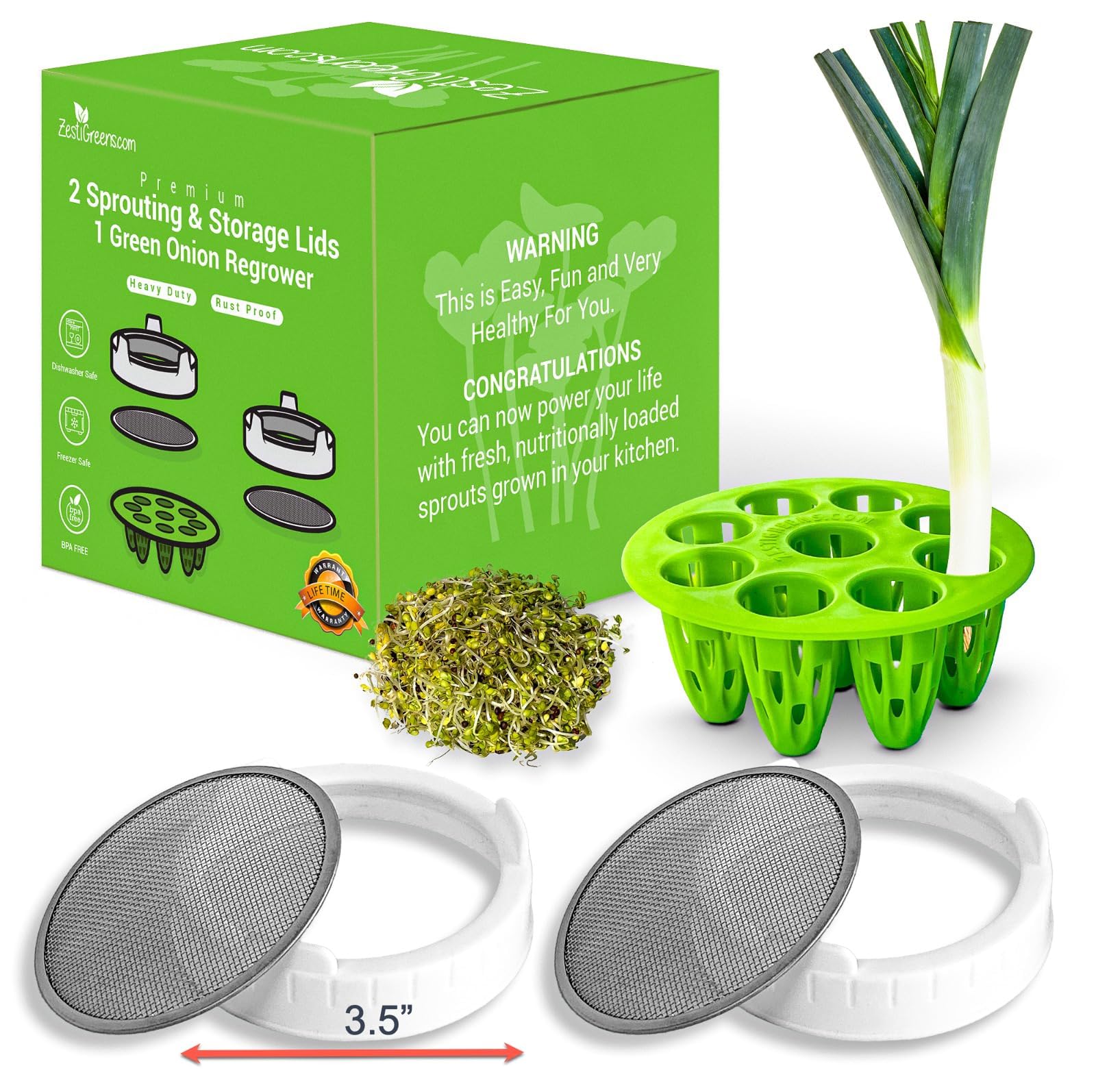 ZESTIGREENS reusable lid with mesh insert for easy cleaning and long use.