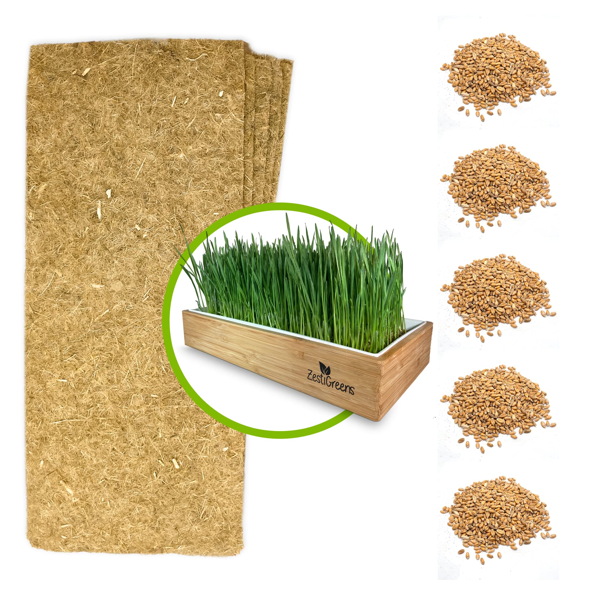 ZestiGreens wheatgrass refill mats enabling hands-off self-watering for sustainable home nutrition