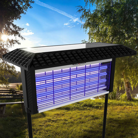 ZETAWALE solar bug zapper outdoors in garden, wide backyard coverage