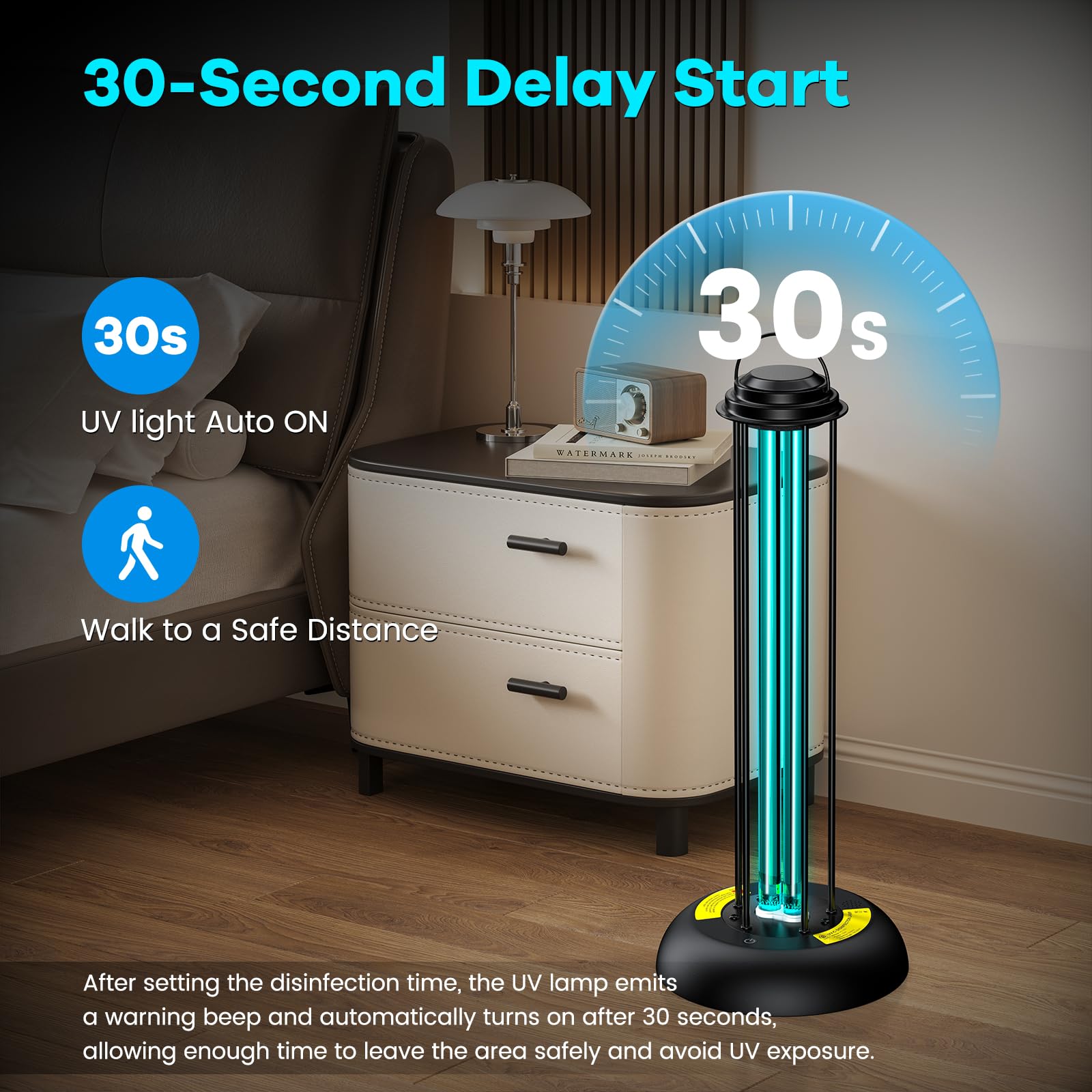 ZETAWALE UV Light Sanitizer operates quietly for night, home, or office use.