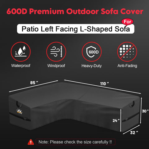 Zettum 600D heavy-duty waterproof fabric resists tearing while keeping furniture dry.