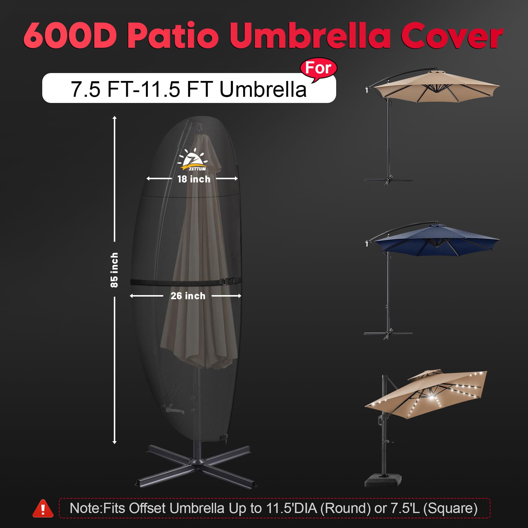 Zettum banana parasol cover protects cantilever umbrellas from weather