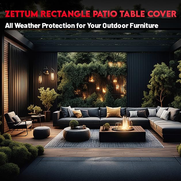 Zettum covering a complete outdoor dining set to keep it clean and dry.
