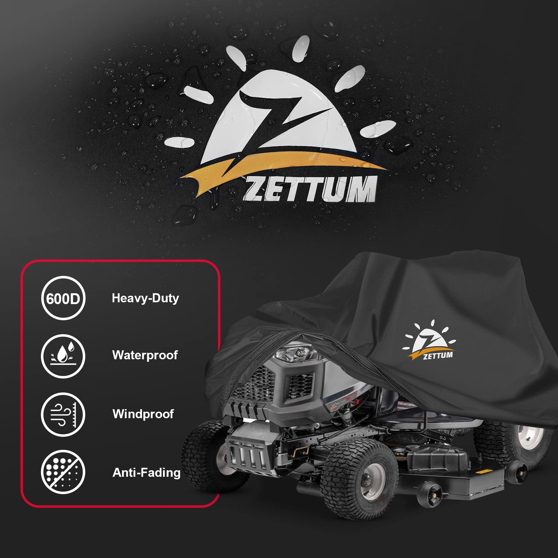 Zettum easy-on-off cover with buckle design keeps mower secure