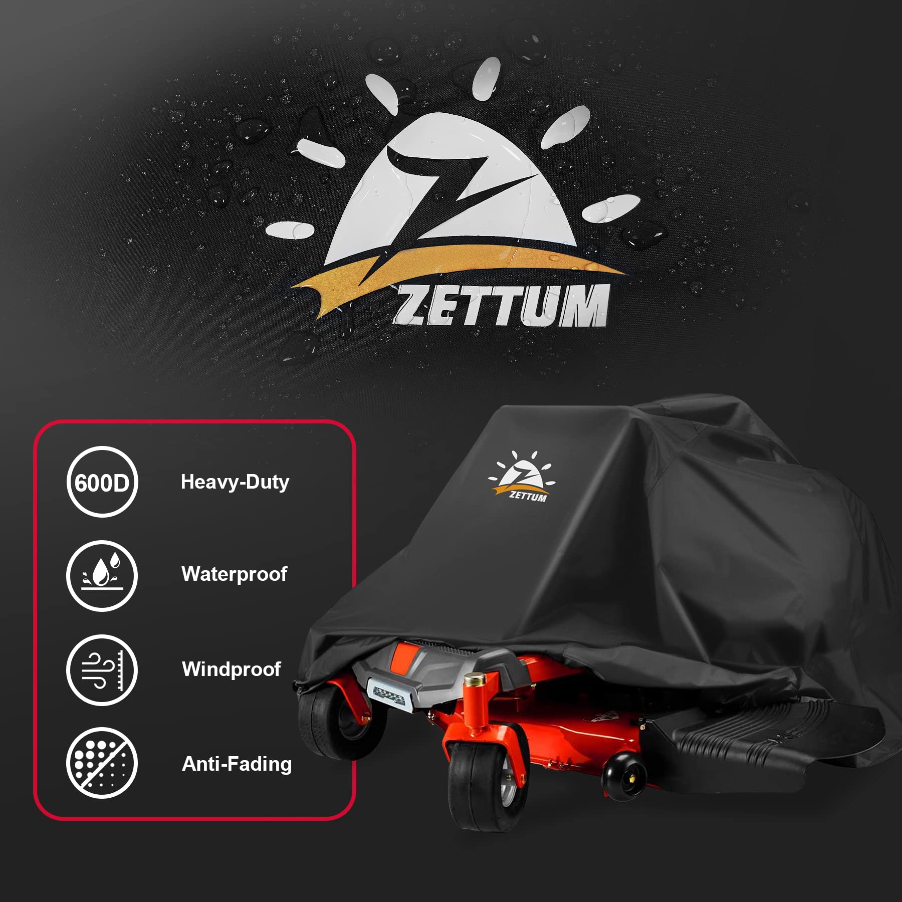 Zettum easy-on-off design speeds setup after mowing.