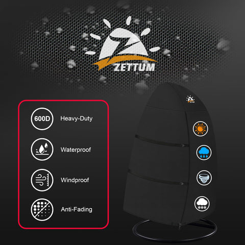 Zettum Egg Chair Cover storage dry feature ensures air drying after rain.
