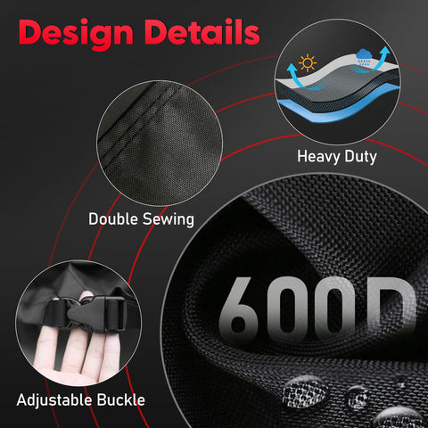 Zettum fade-resistant 600D cover preserves color against sun and rain.