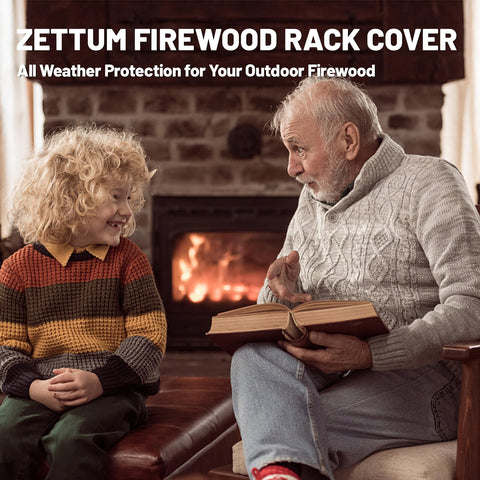 Zettum Firewood Rack Cover waterproof protection protects wood outdoors.
