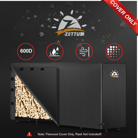 Zettum Firewood Rack Cover windproof buckles ensure secure fit on diverse racks.