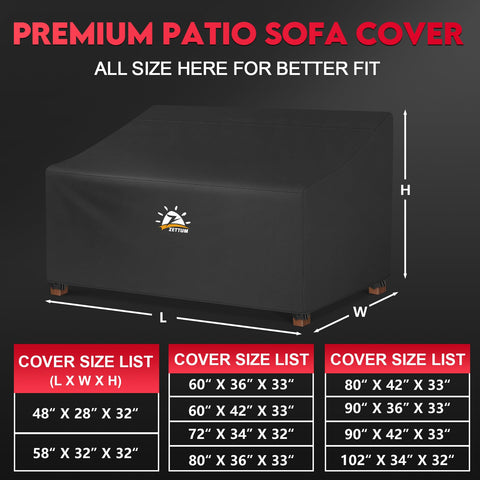 Zettum heavy-duty 600D fabric cover resists tearing and keeps furniture dry.