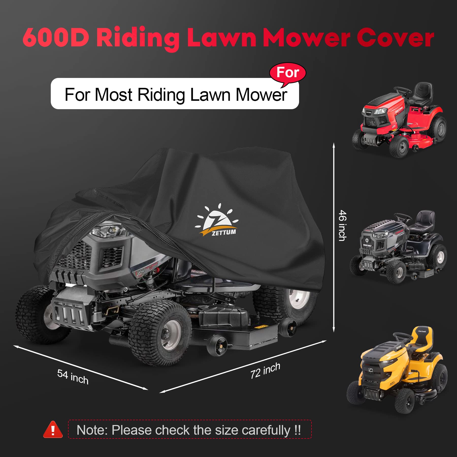 Zettum heavy-duty 600D mower cover waterproof for outdoors