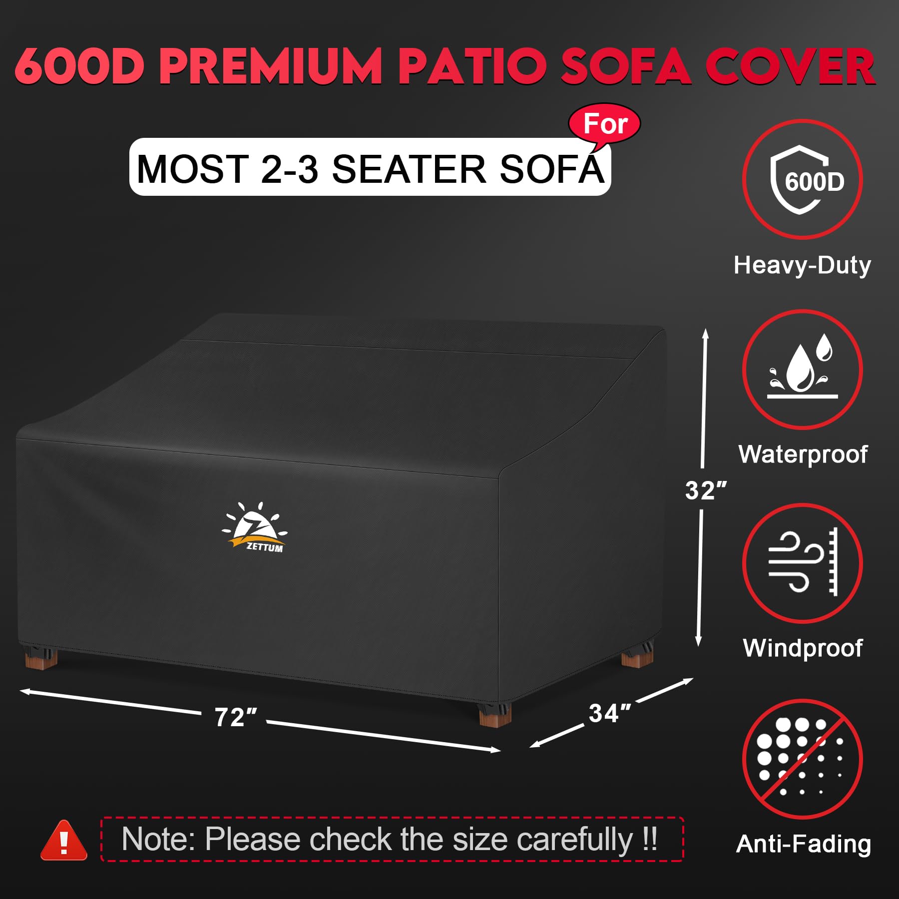 Zettum heavy-duty 600D outdoor cover guards furniture against weather and wear