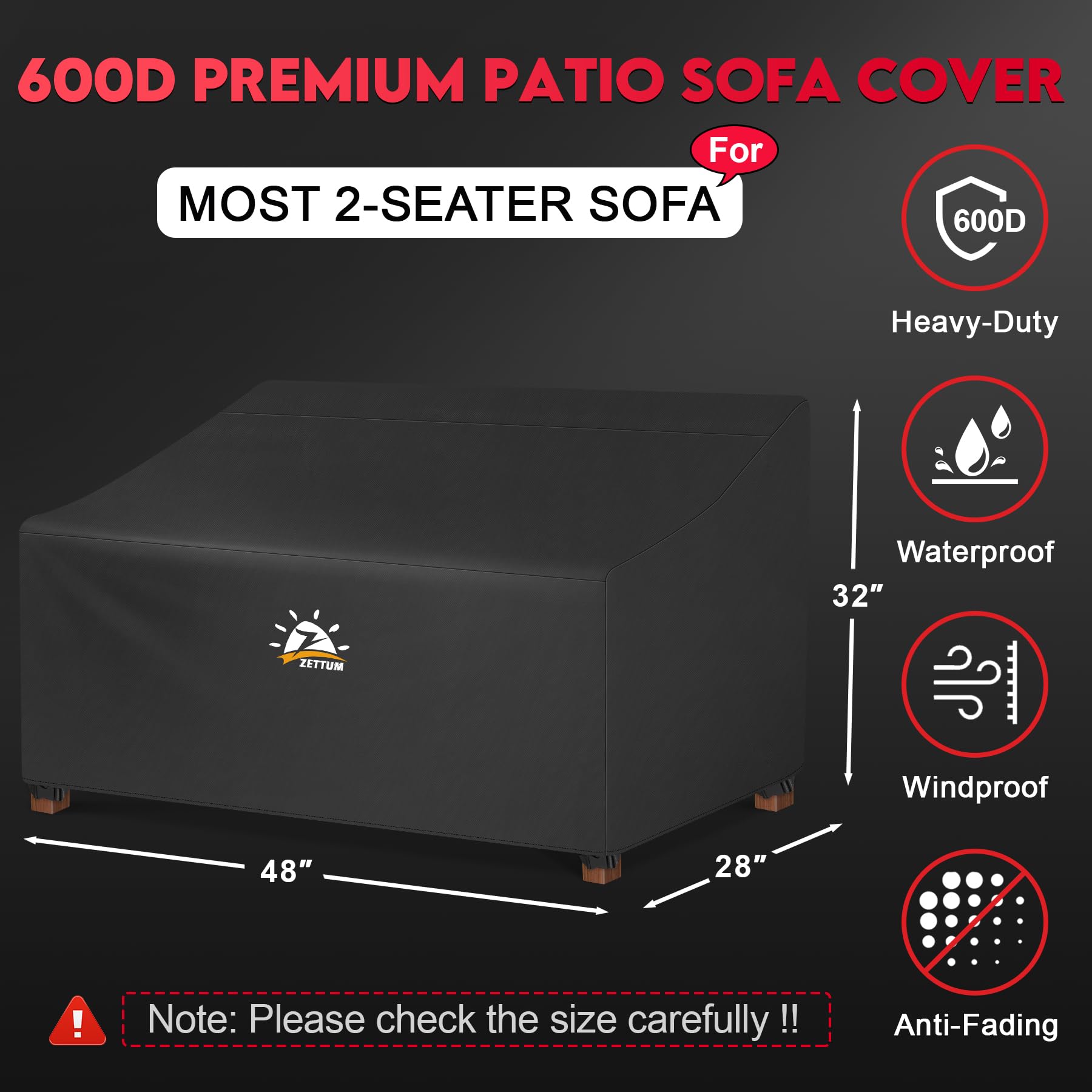 Zettum outdoor sofa cover waterproof shields furniture from rain and dew.