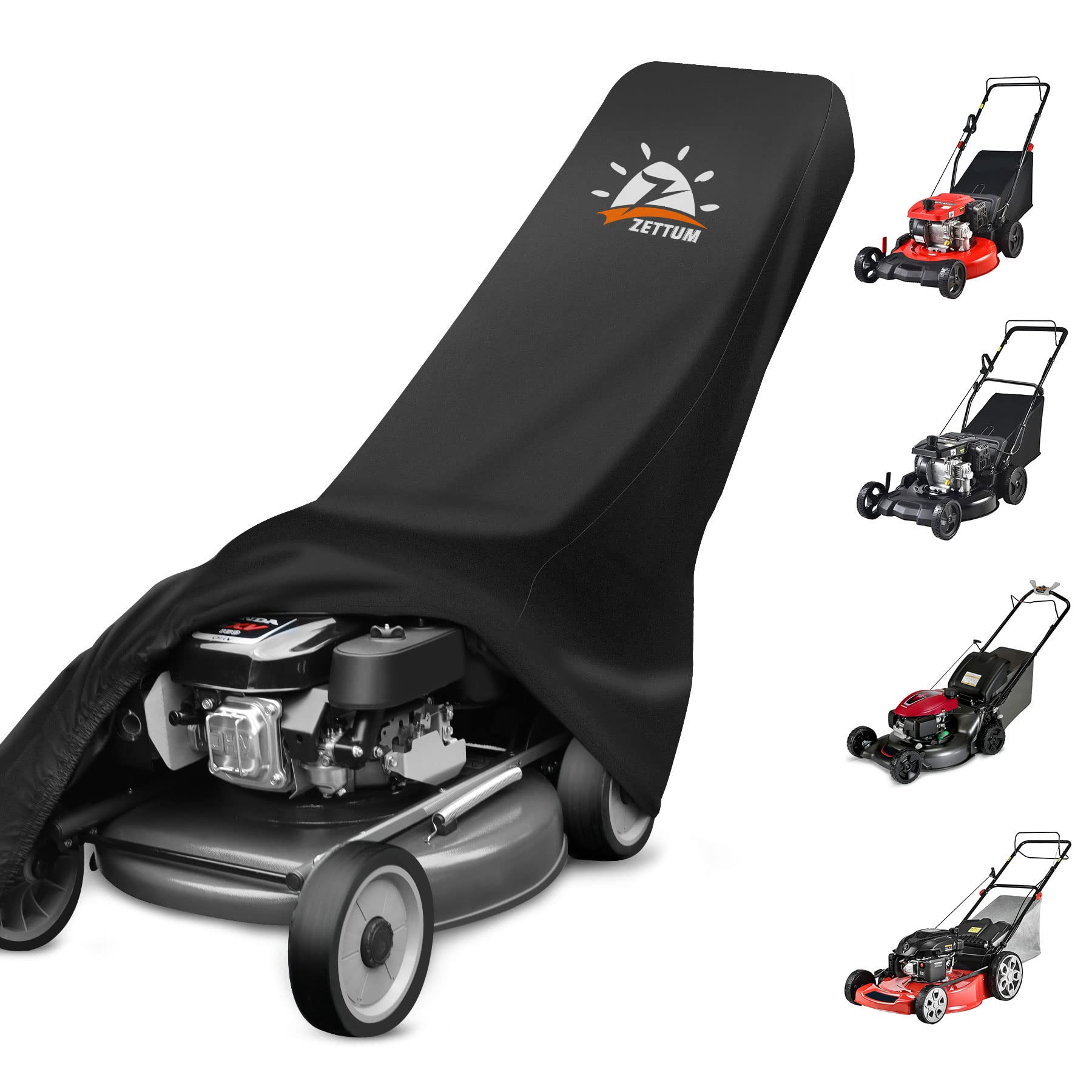 Zettum push mower cover with universal fit protects against rain, sun, and dust.