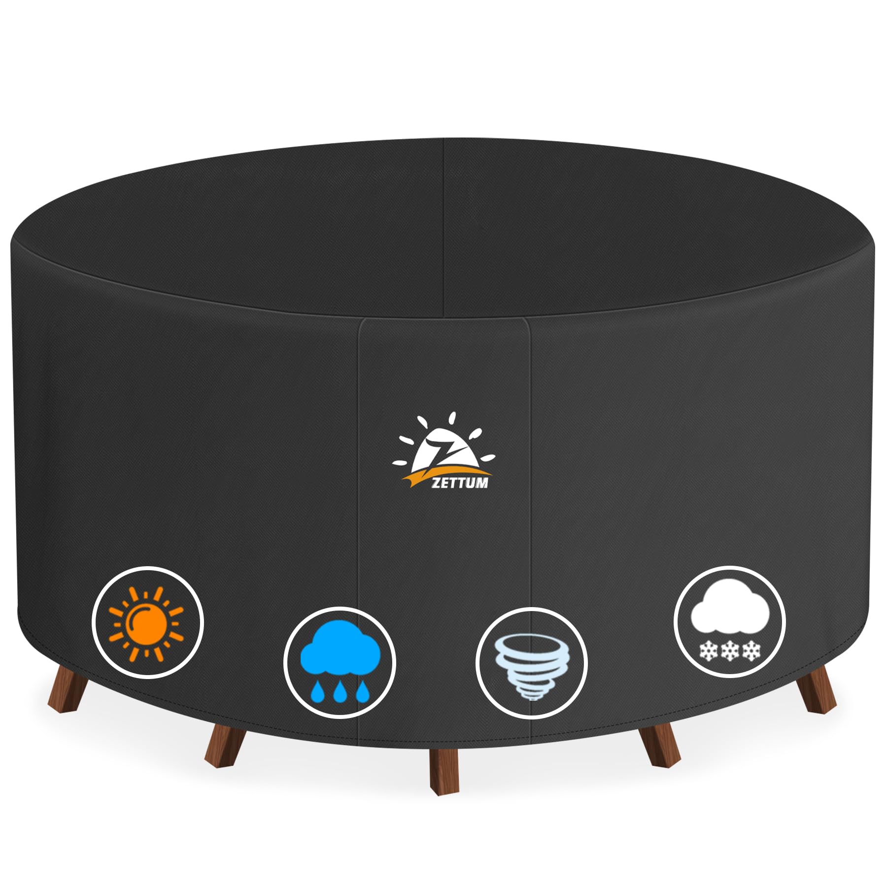 Zettum round table cover 48-inch protects outdoor dining set from rain and sun.