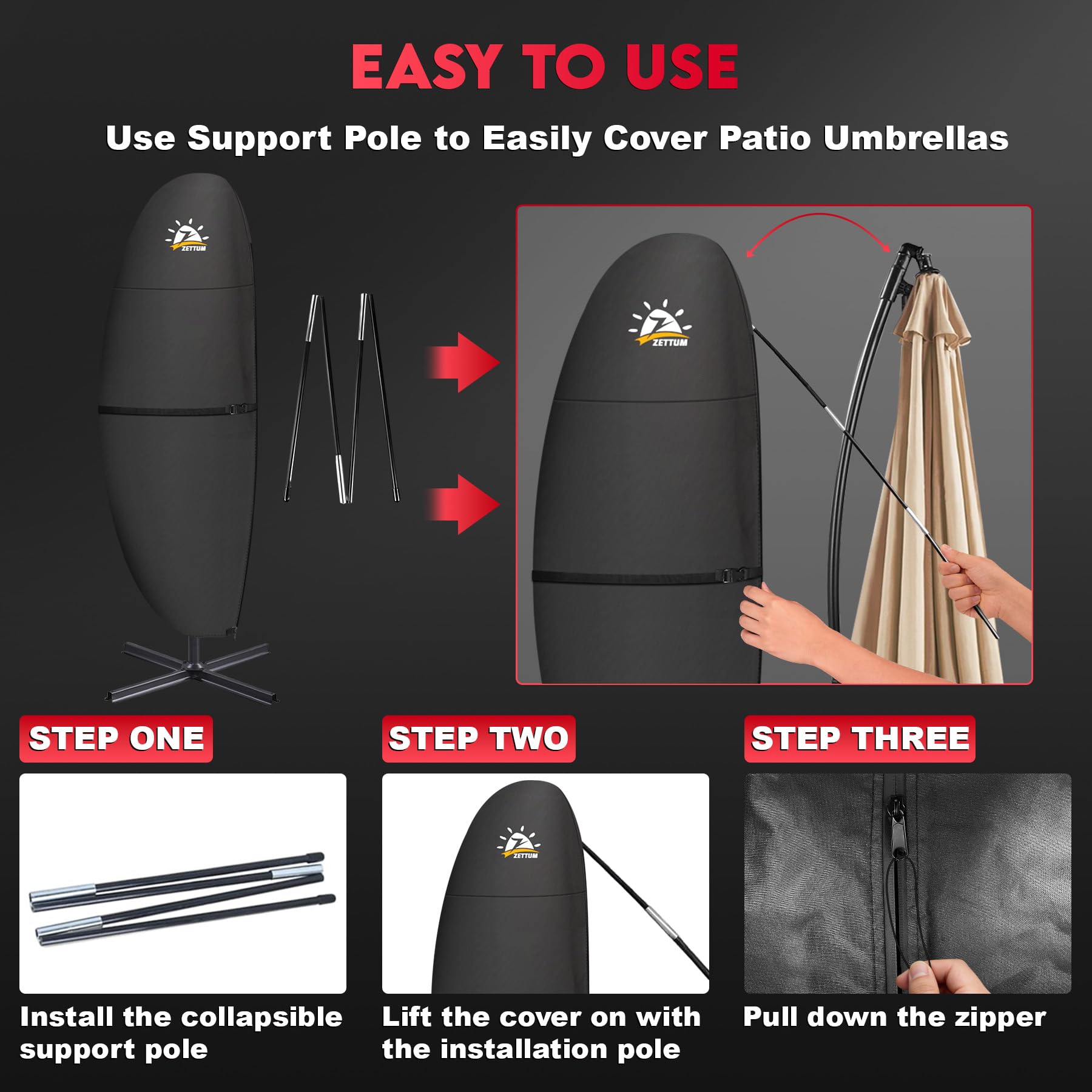 Zettum waterproof outdoor umbrella cover keeps moisture out for ready use