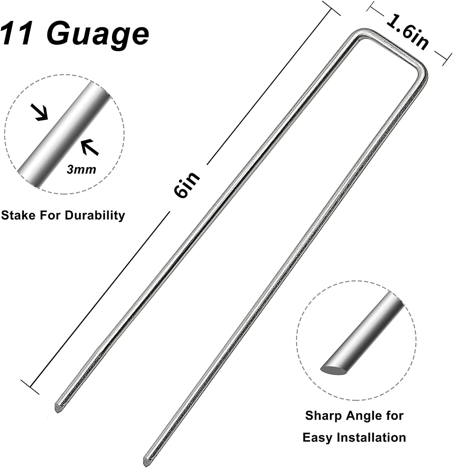 Zevlux galvanized 12-gauge stakes, heavy-duty for fences and borders.