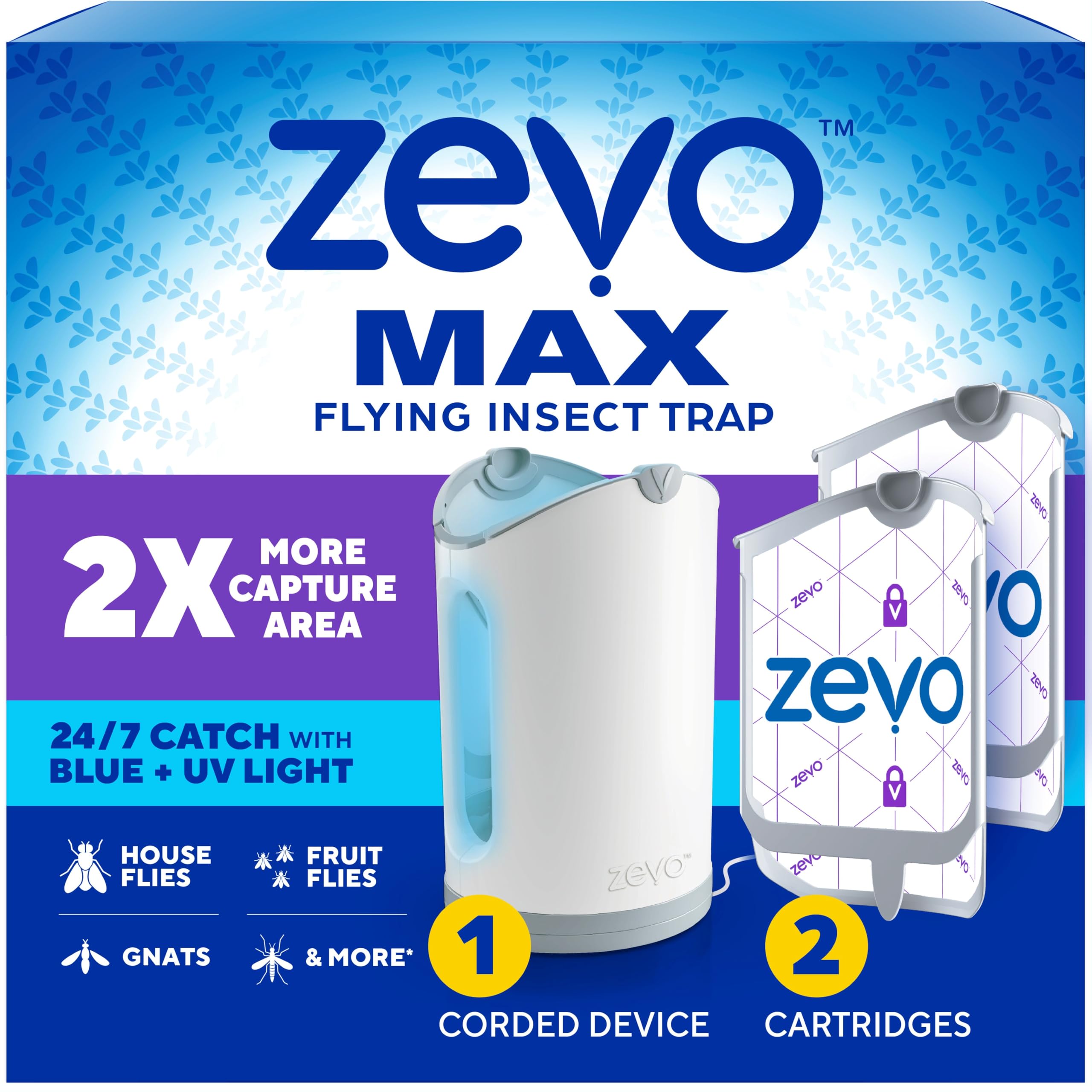 ZEVO MAX bug catcher base in plug-in setup for continuous indoor use