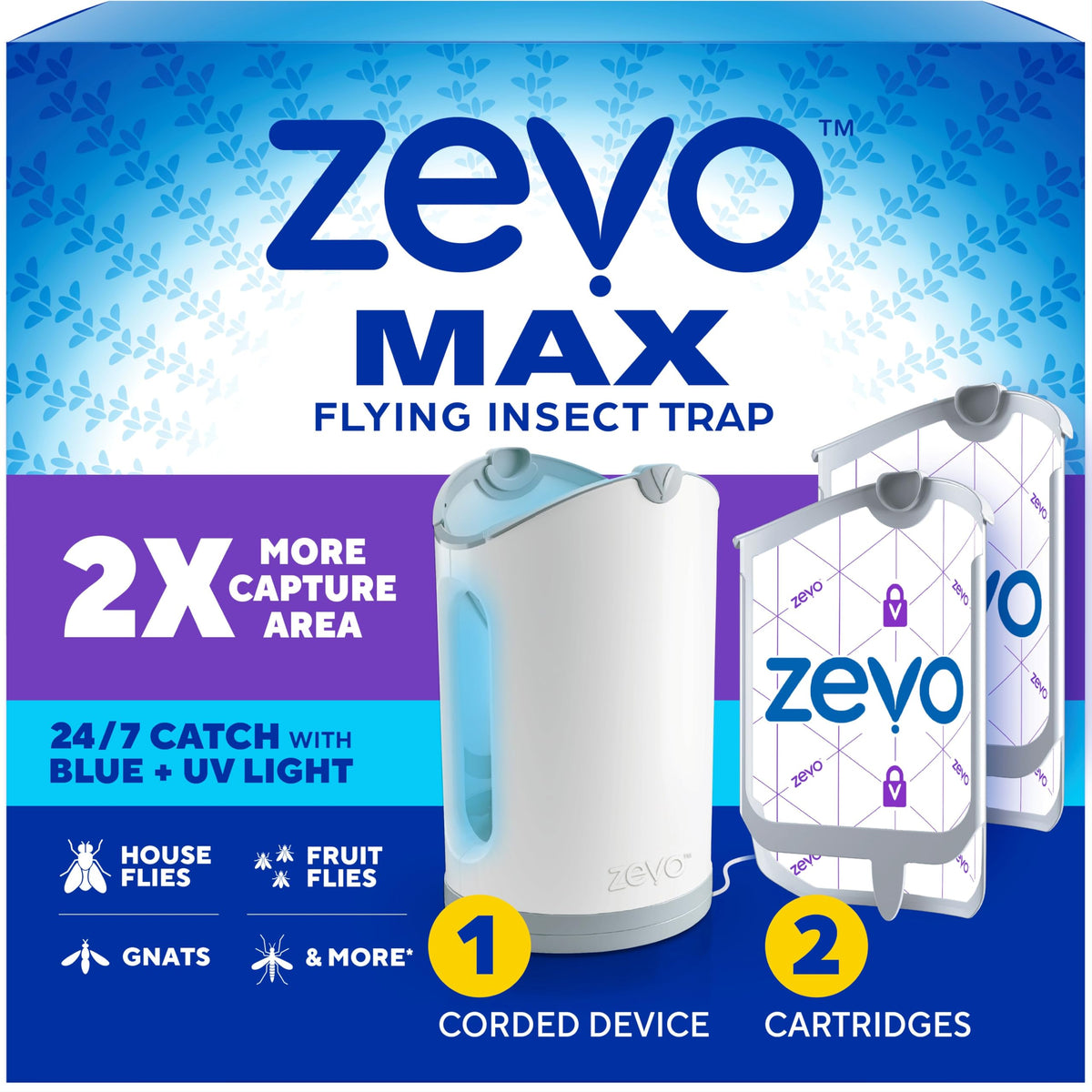 ZEVO MAX bug catcher base in plug-in setup for continuous indoor use