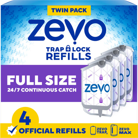 ZEVO refill cartridges for trap compatibility, easy replacement in Zevo devices for continuous protection.