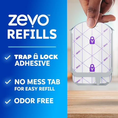 ZEVO trap-lock technology demonstrates secure fit with MAX and standard traps for mess-free use.
