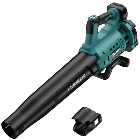 ZEXAPE cordless blower handle with display shows wind speed for precise control.
