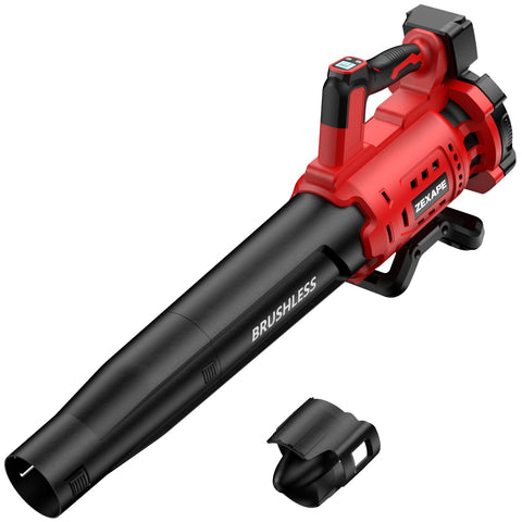 ZEXAPE cordless blower shows Milwaukee 18V compatibility for versatile yard cleanup