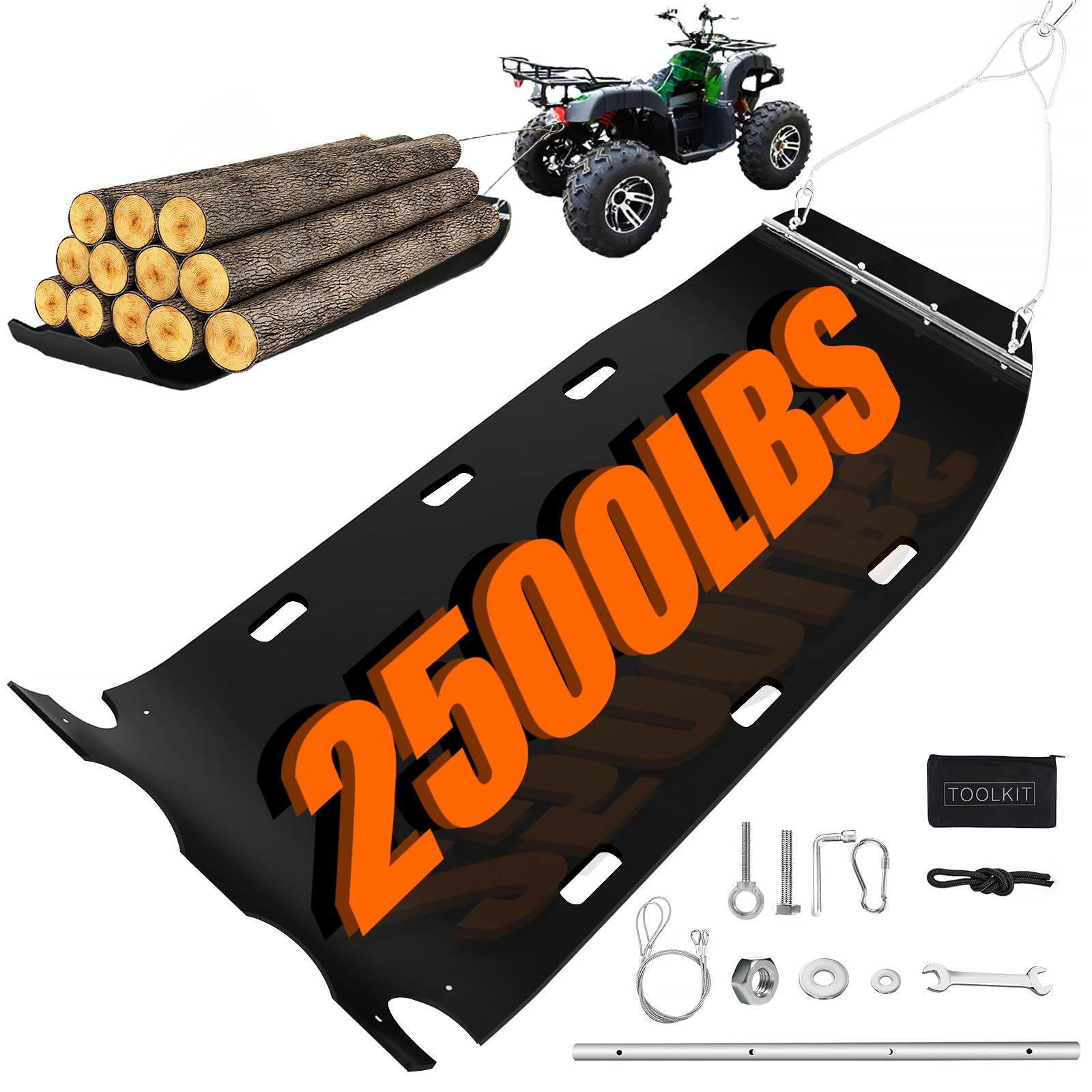ZFbuhuo yard drag sled 47x110 inch flat lay highlighting ample hauling space