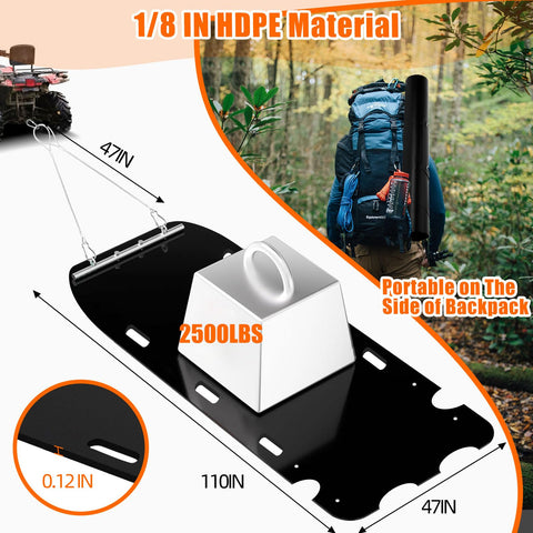 ZFbuhuo yard drag sled with pull cables ready for ATV and tractor compatibility