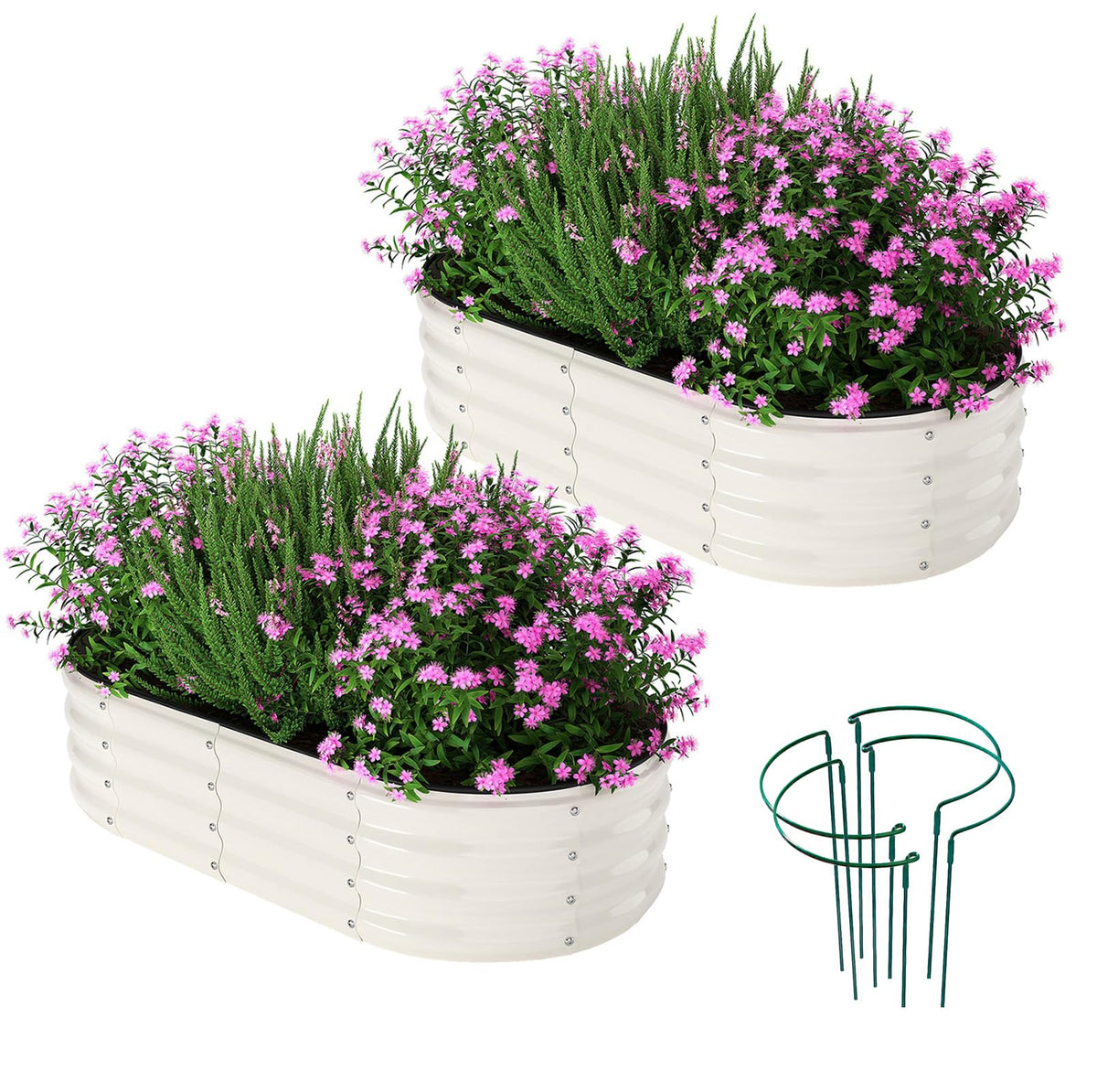 ZFHgarden galvanized planter with two boxes for organized gardening tasks