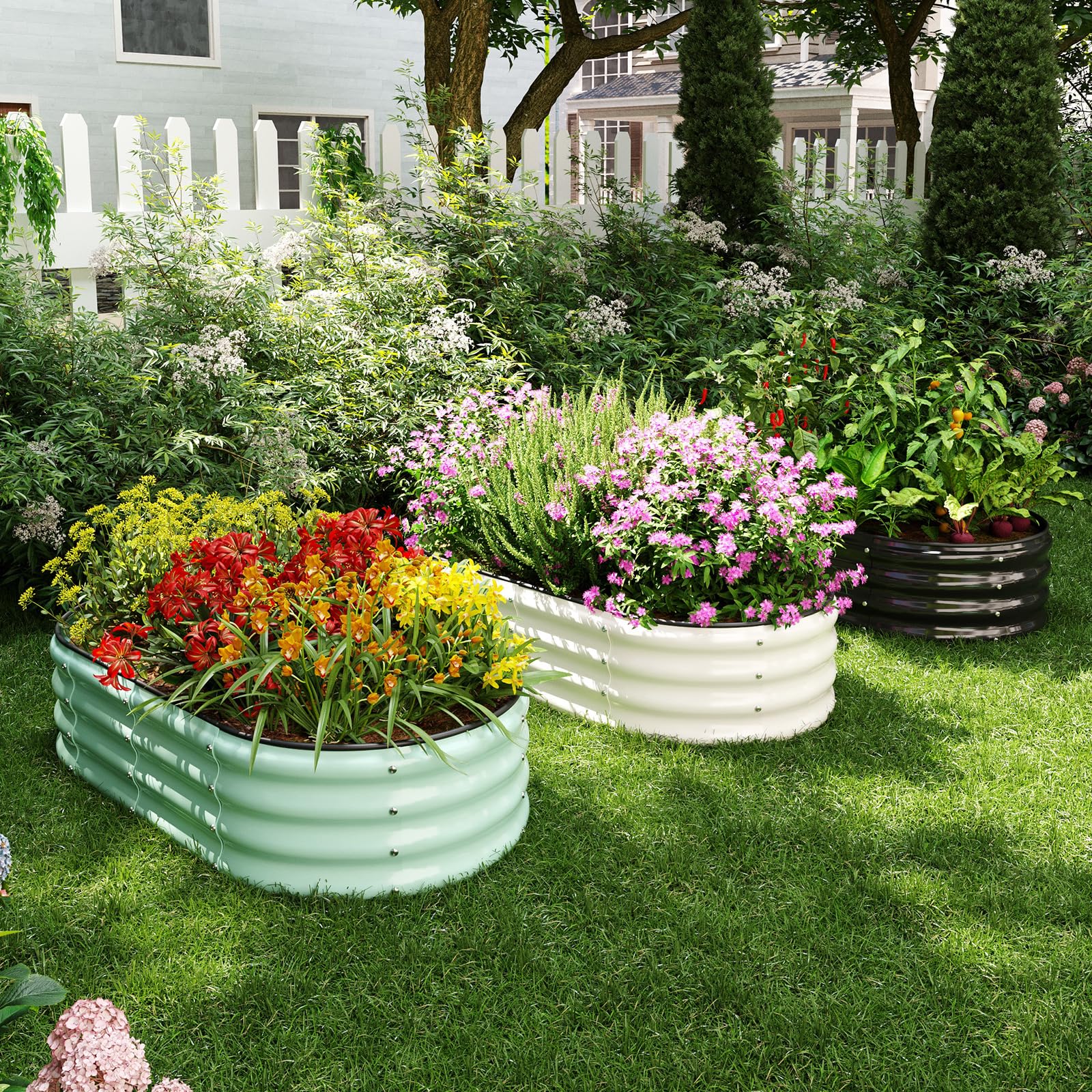 ZFHgarden setup for vegetables and herbs in raised beds