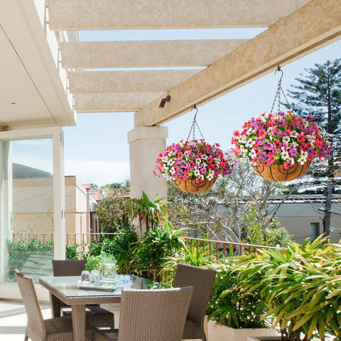 ZFProcess outdoor decor on patio with daisies enhancing garden style.