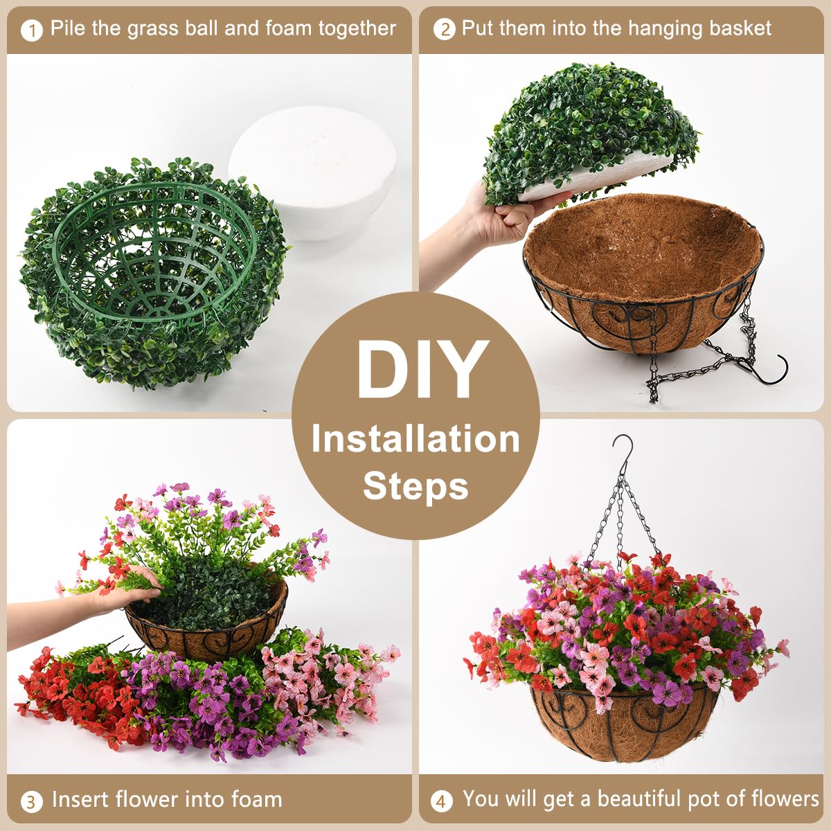 ZFProcess pink daisies hanging basket adds vibrant color to outdoor areas.