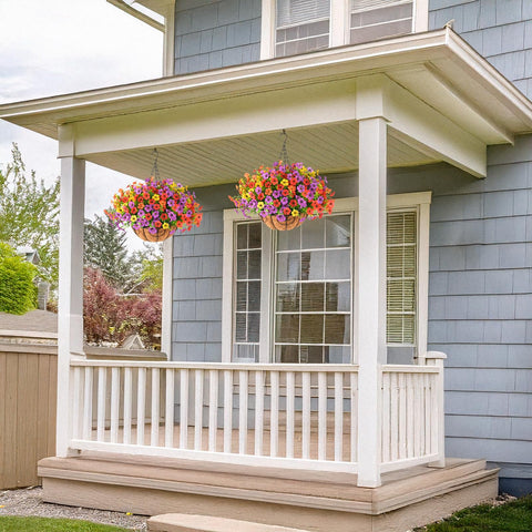 Daisy branches and green leaves offer realistic greenery for garden edging.