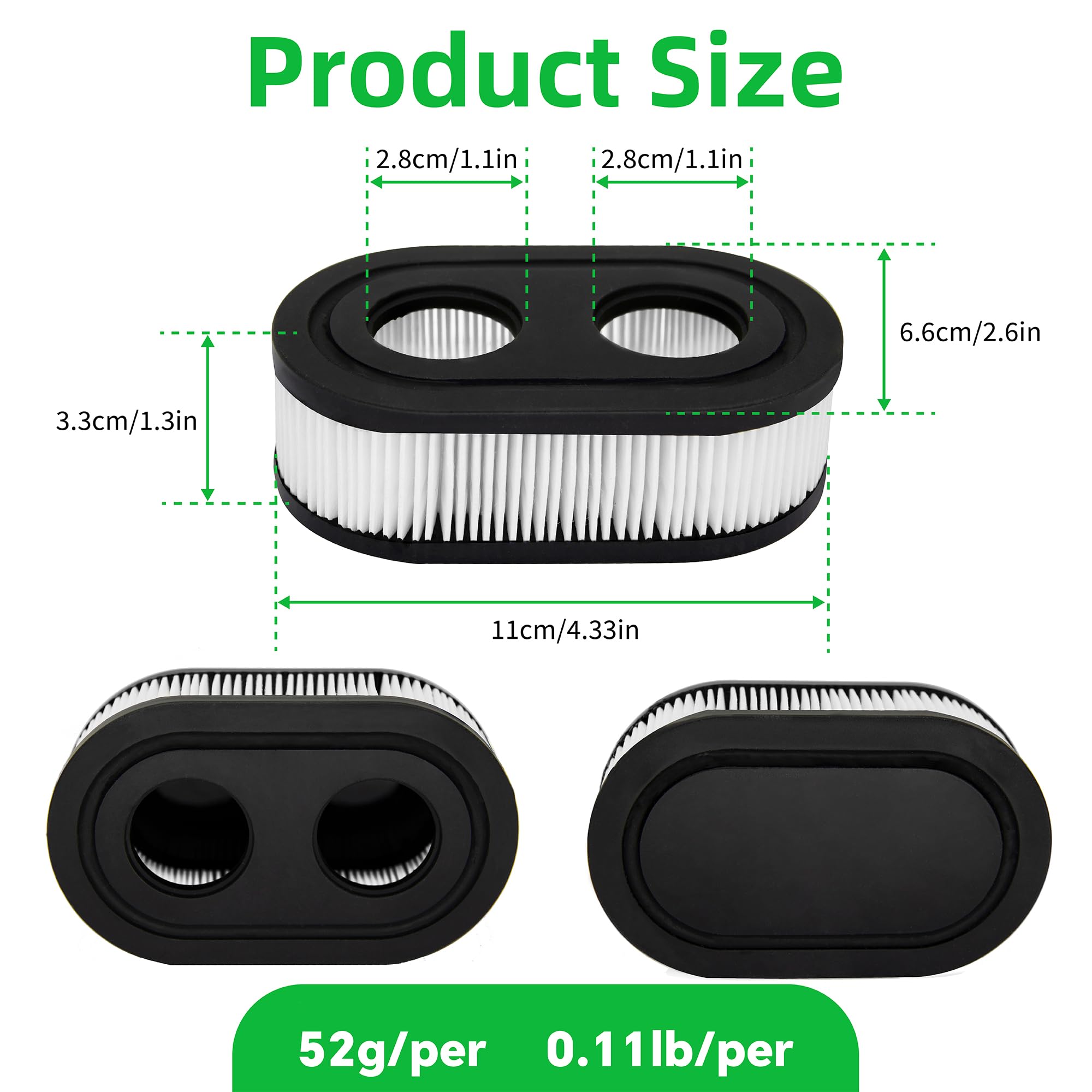 ZGeftcyimao 593260 air filter mower pack side view shows easy replacement compatibility