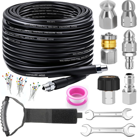 Zgqmcgy sewer jetter hose reaches 100 feet for deep drains.