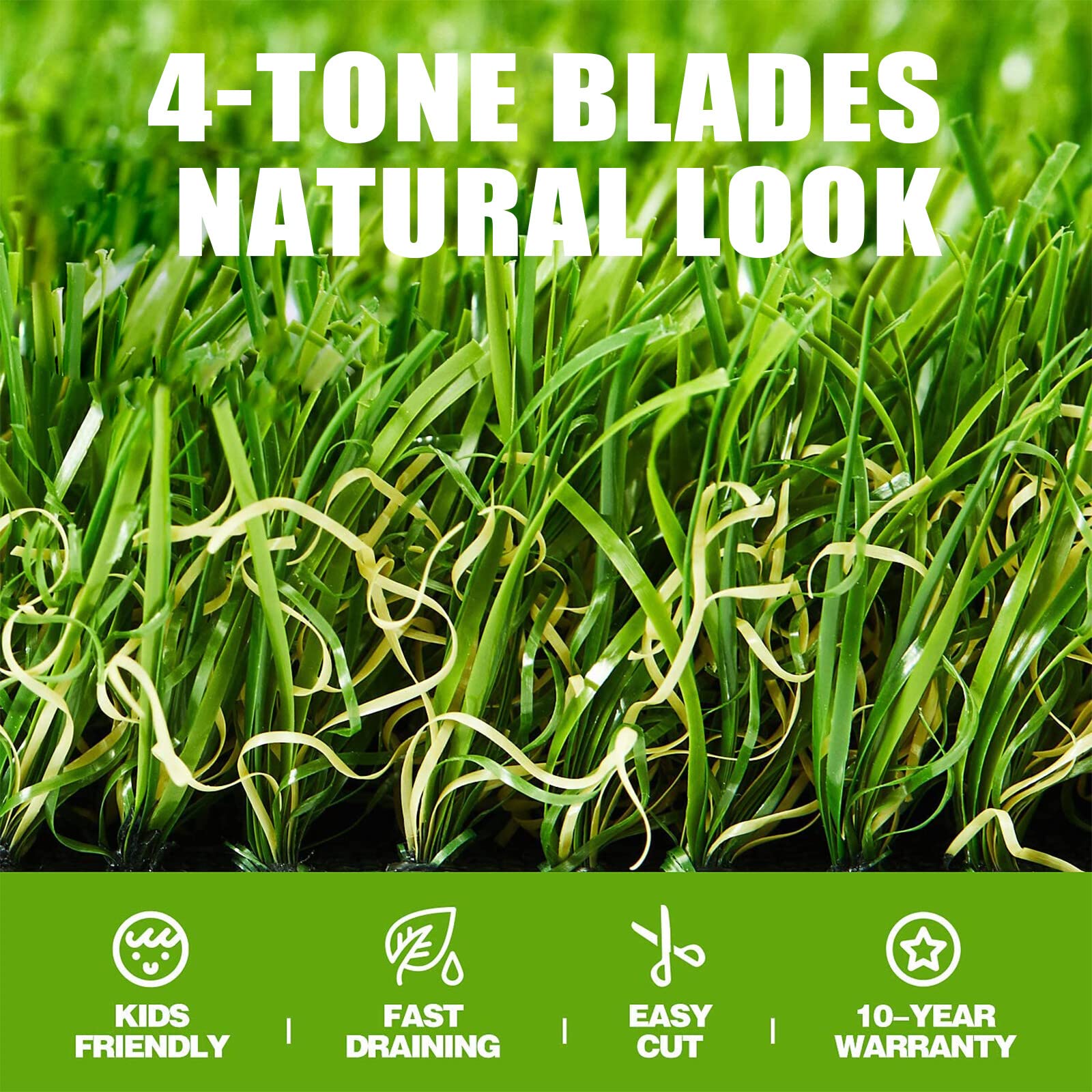 ZGR HOME&GARDEN artificial grass drain holes enable quick water drainage on patios.