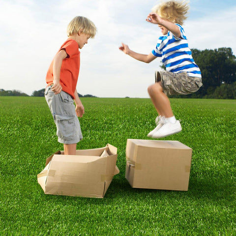 Realistic thick turf close-up shows soft texture for barefoot comfort.