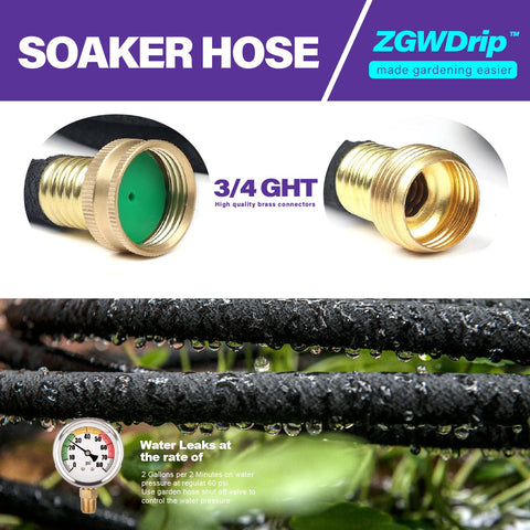 ZGWDrip droplets emerge evenly along the hose for steady soaking.