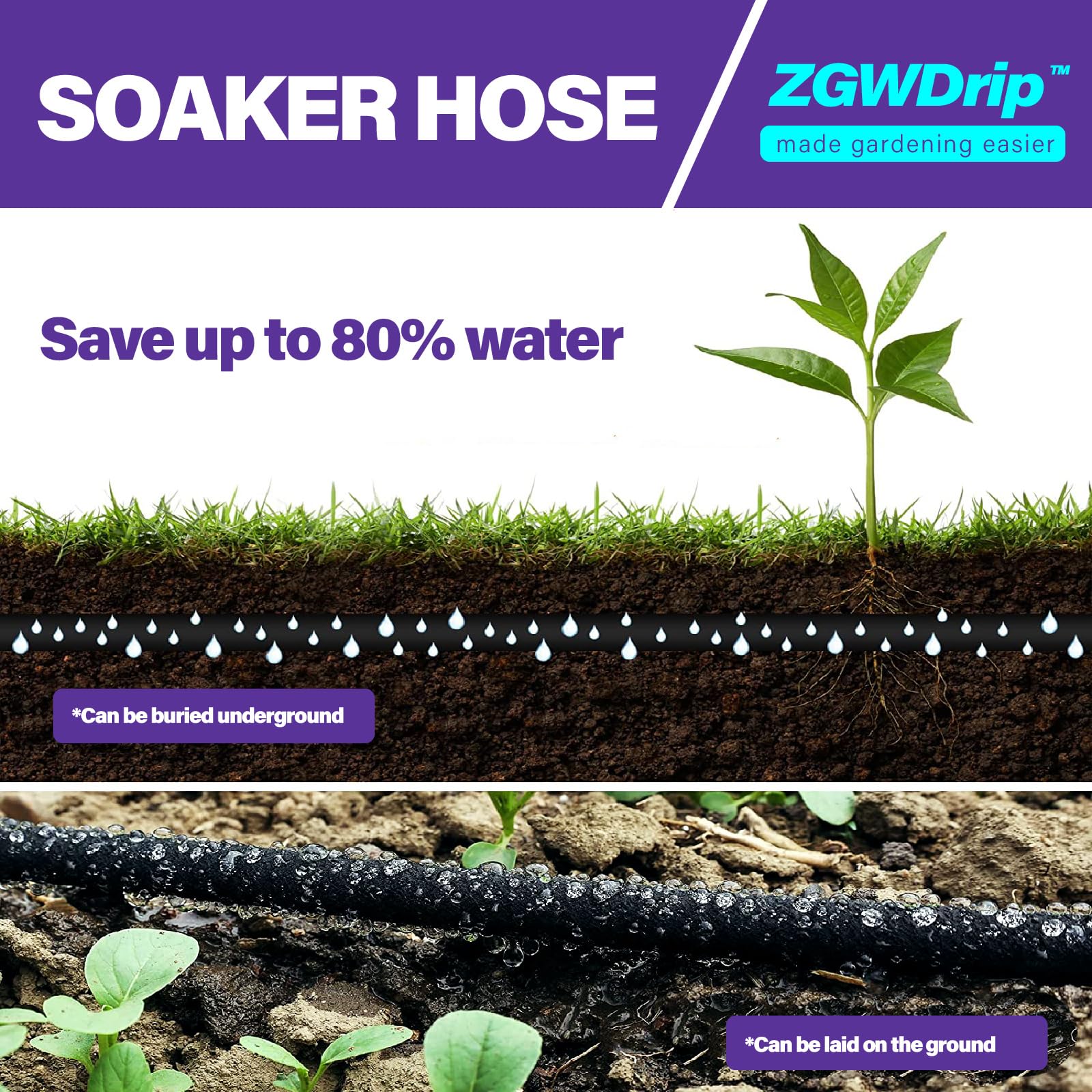 ZGWDrip recycled-material construction supports eco-friendly irrigation.