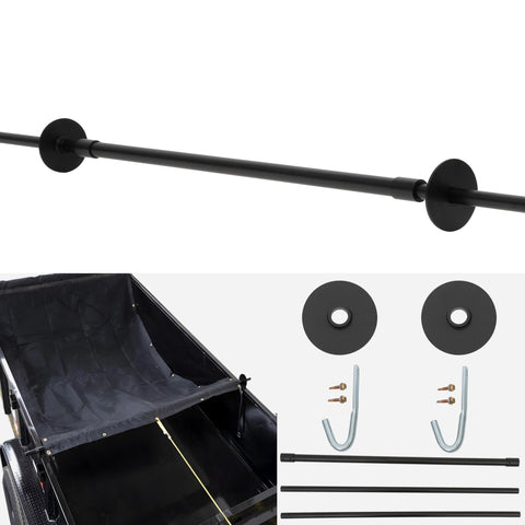 Zhangmengge Wolfwo 100 inch extension tarp bar securing a wide dump trailer