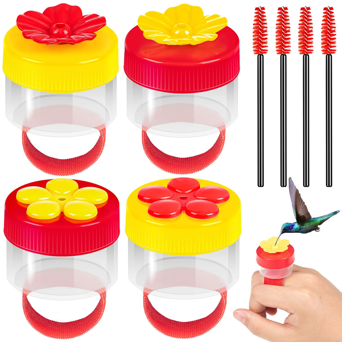 ZHBDMGK hand-held hummingbird ring feeder kit-4pcs enabling shared feeding moments