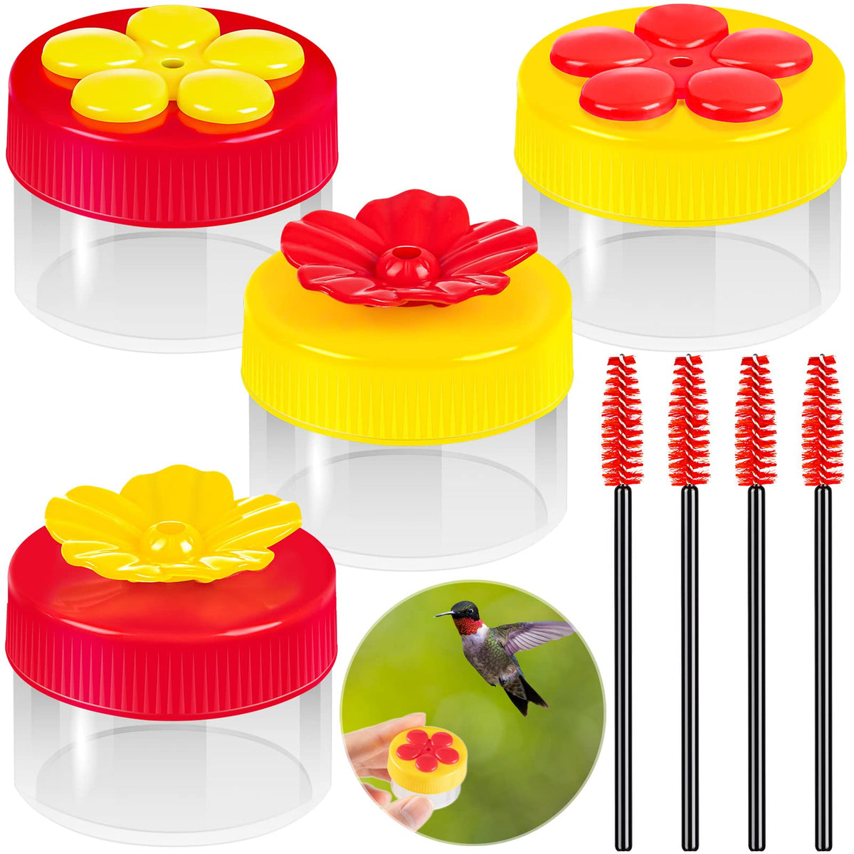 ZHBDMGK hand-held hummingbird feeder with colorful flower design for close observation