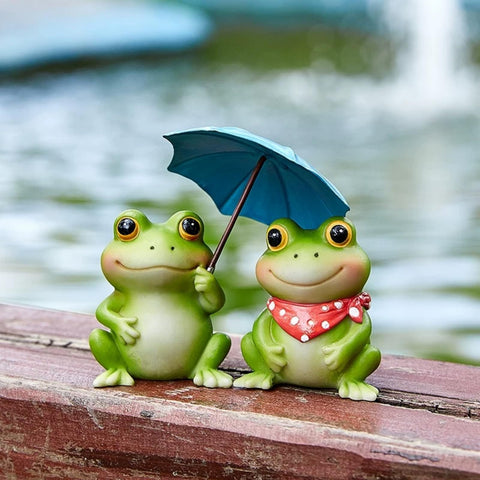 Zhe Jiu Frog Figurine Bandana enhances shelves with playful indoor charm.