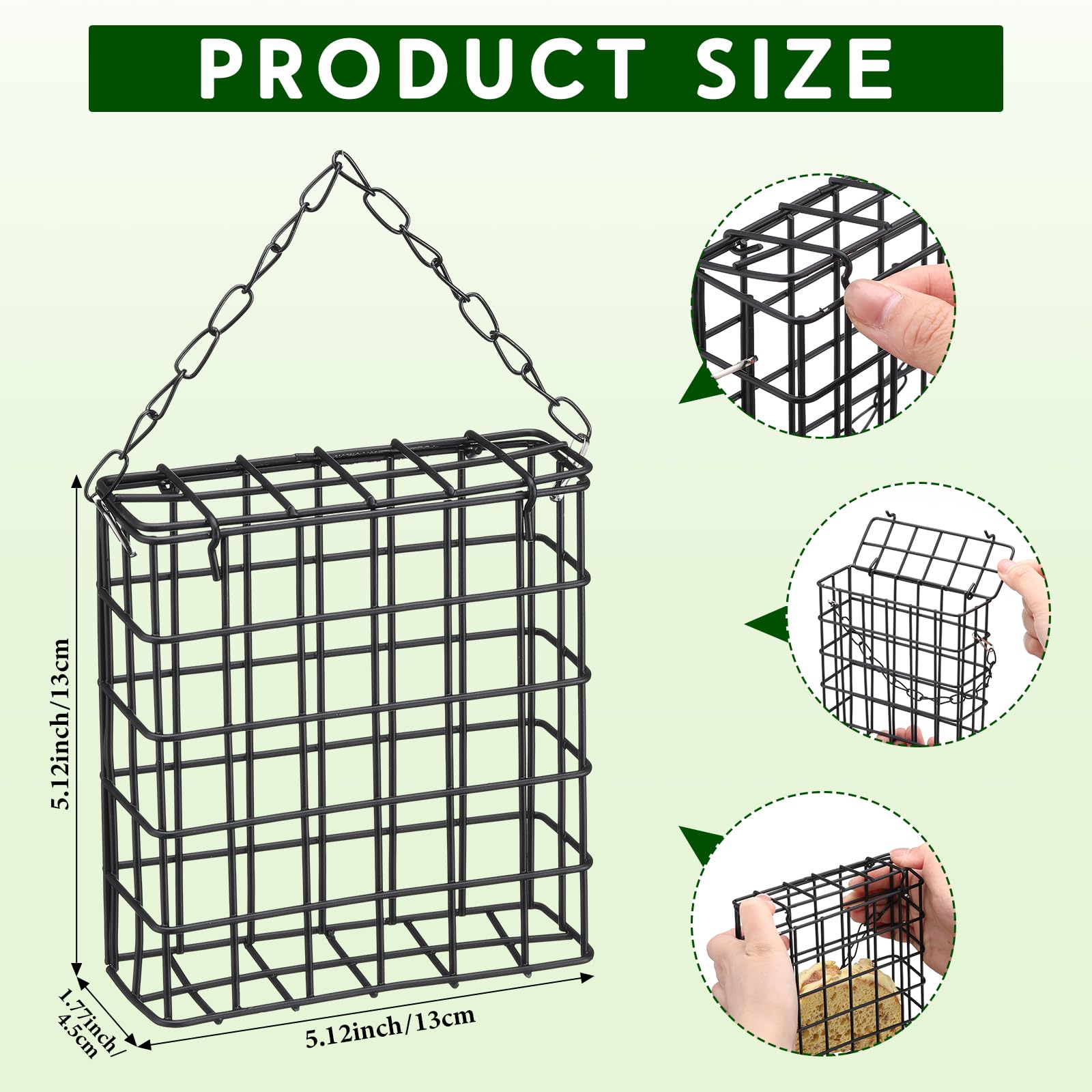 Zhehao suet feeder with hanging chain, easy relocation for new feeding spots